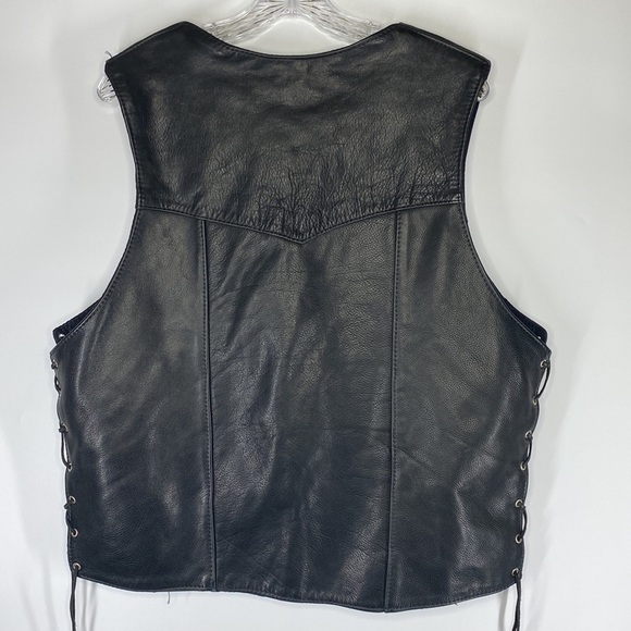 TRD Leathers Black Leather Riding Motorcycle Vest Size XL - Picture 3 of 9